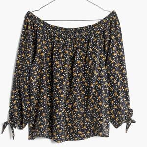 Madewell Women’s 100% Silk Off-the-Shoulder Top in Falling Leaves Size Medium